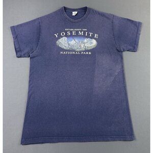 Rare Vintage Y2K Yosemite National Park Sun Faded Navy Blue Shirt Outdoor Nature
